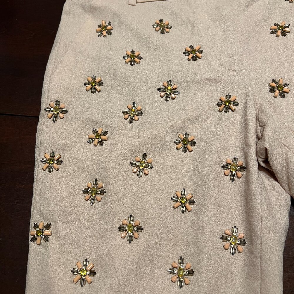 J CREW CAFE CAPRI BEADED EMBELLISHMENT SIZE 8 NWT COLOR BISCUIT - Picture 12 of 16